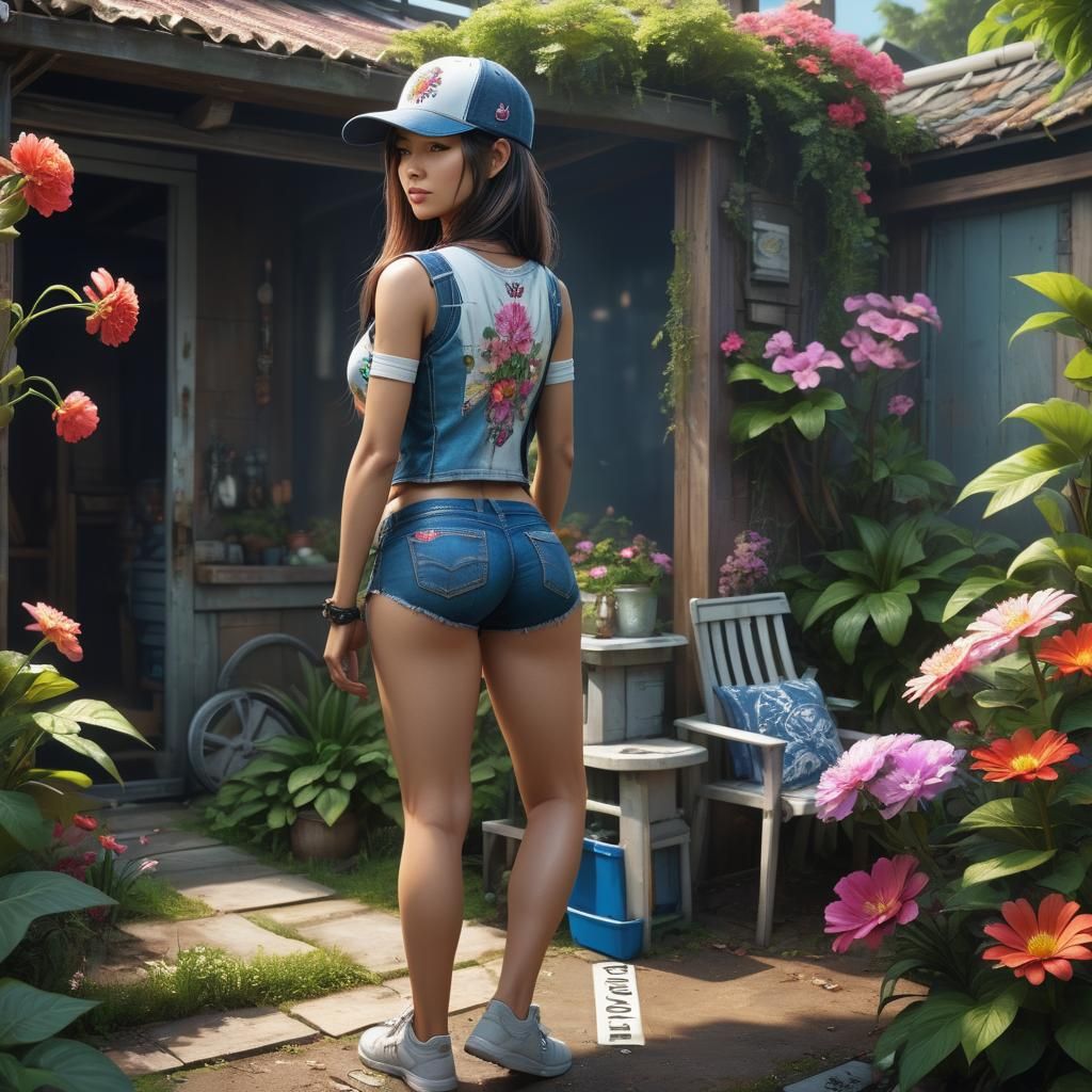Beautiful Filipina Cyborg in a Flower Garden