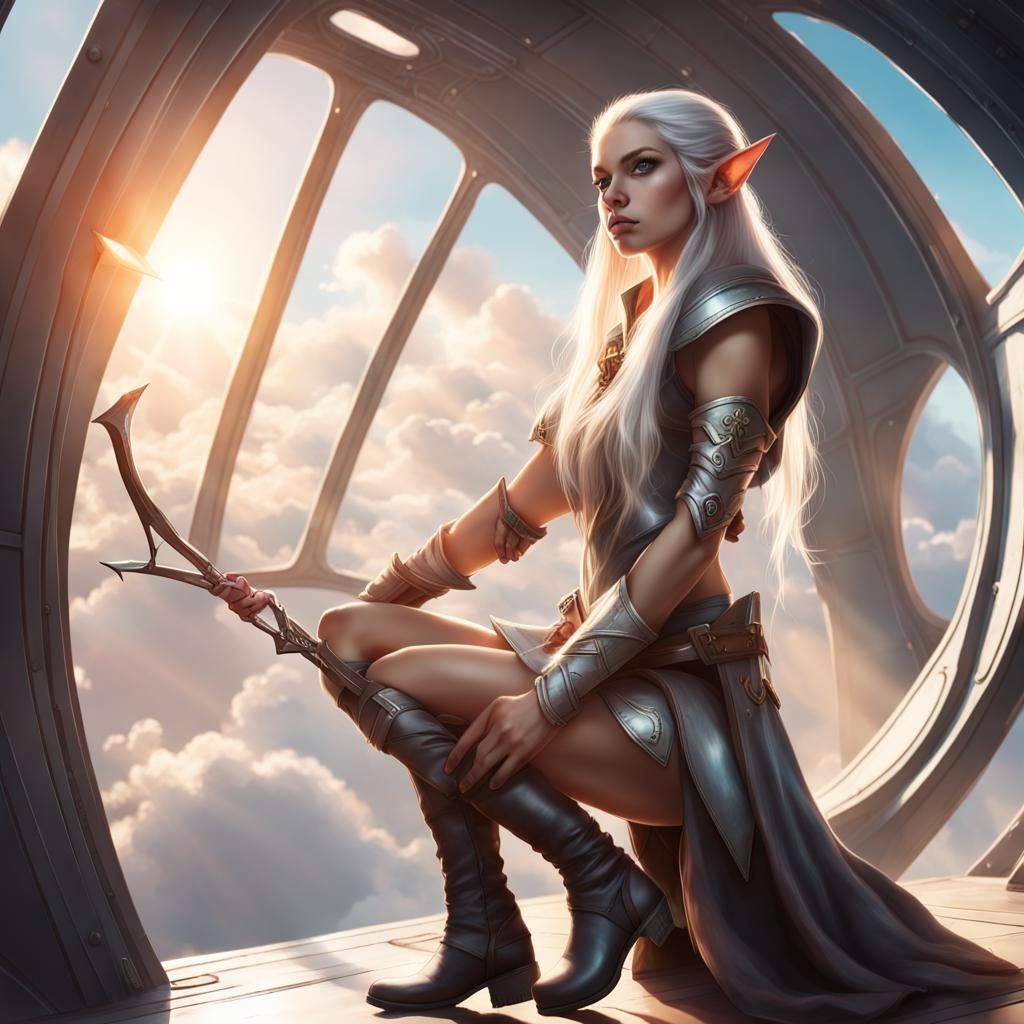 Elf Rogue in Spaceship with Divine Light