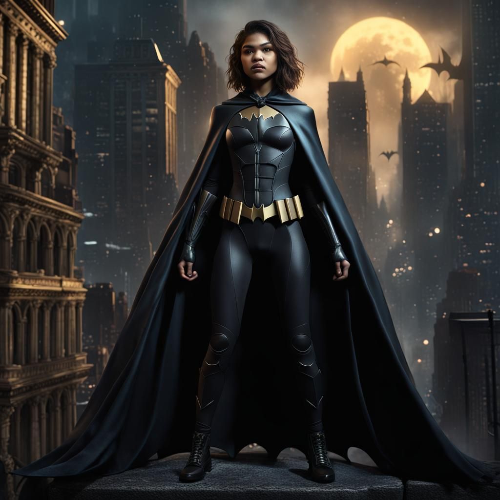 Zendaya as Bat-Woman in Gotham City Art