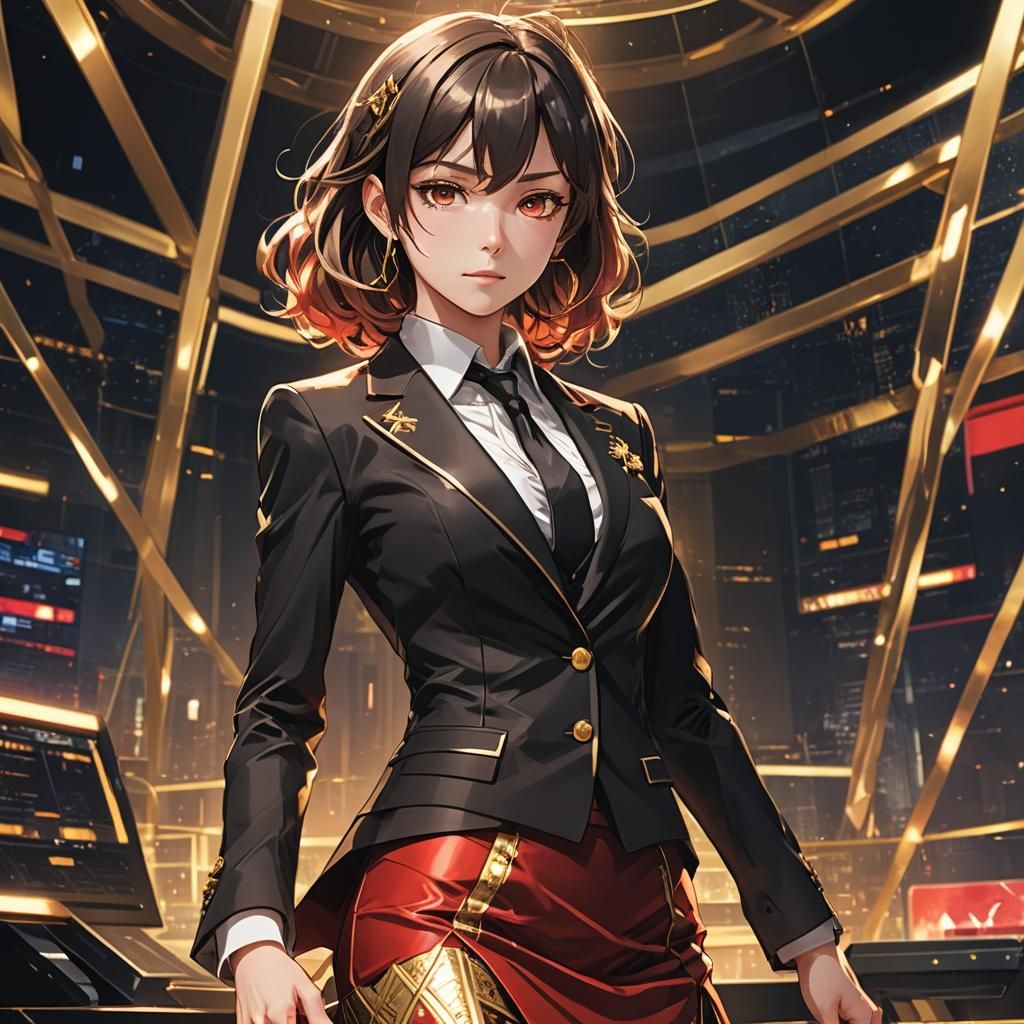 Anime Illustration of Theresa Frostad Eggesbø in Suit