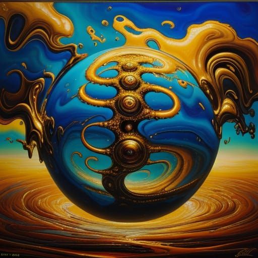 Surreal Person in Dreamlike Oil Painting with Swirling Cloud...
