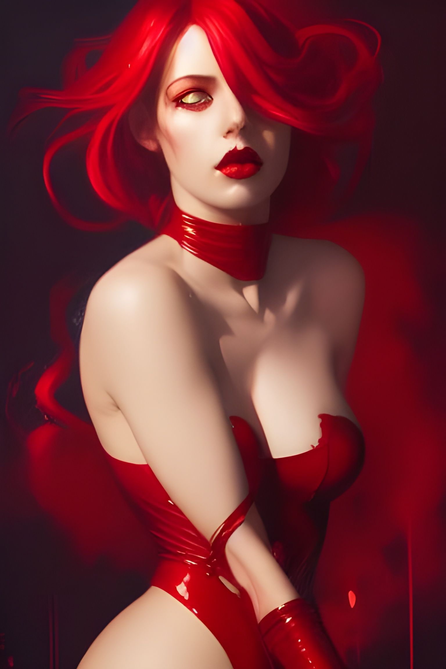 Glamour Portrait of Lilith in Red Latex