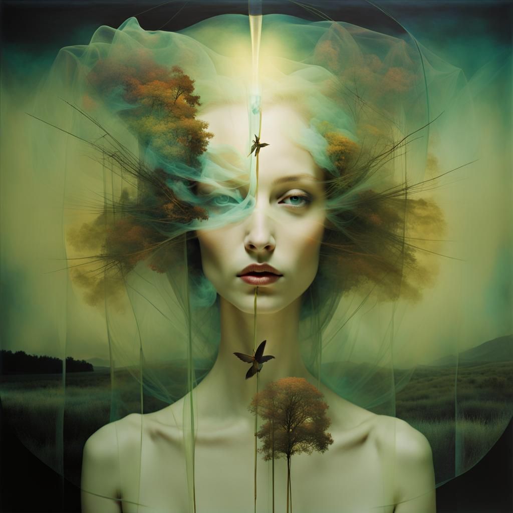 Double Exposure Ghost Effect in Textile Art