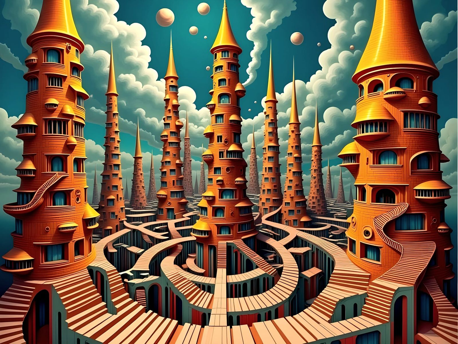 Escher-like Tower of Impossible Architecture