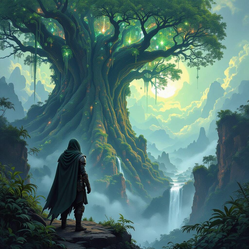 Alien Jungle Vista with Bioluminescent Flora