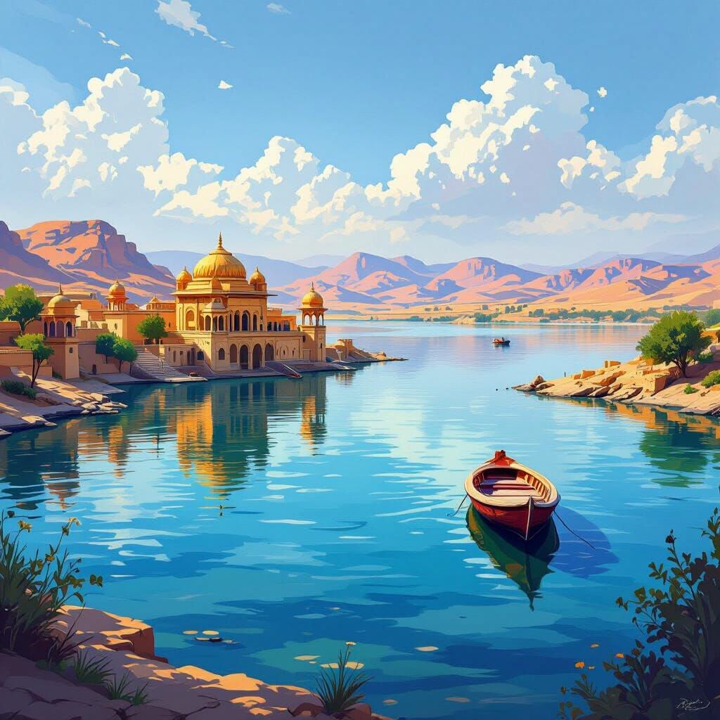 Vibrant Gadisar Lake in Jaisalmer, India