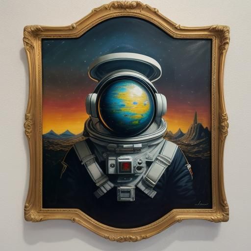 ET Alien with Astronaut in Melting Surreal Scene