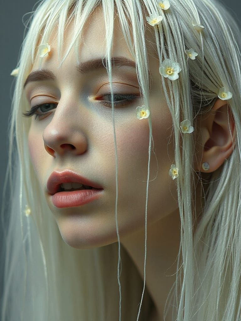 Ethereal Silk Waterfall Hairstyle: Modern Fantasy Art