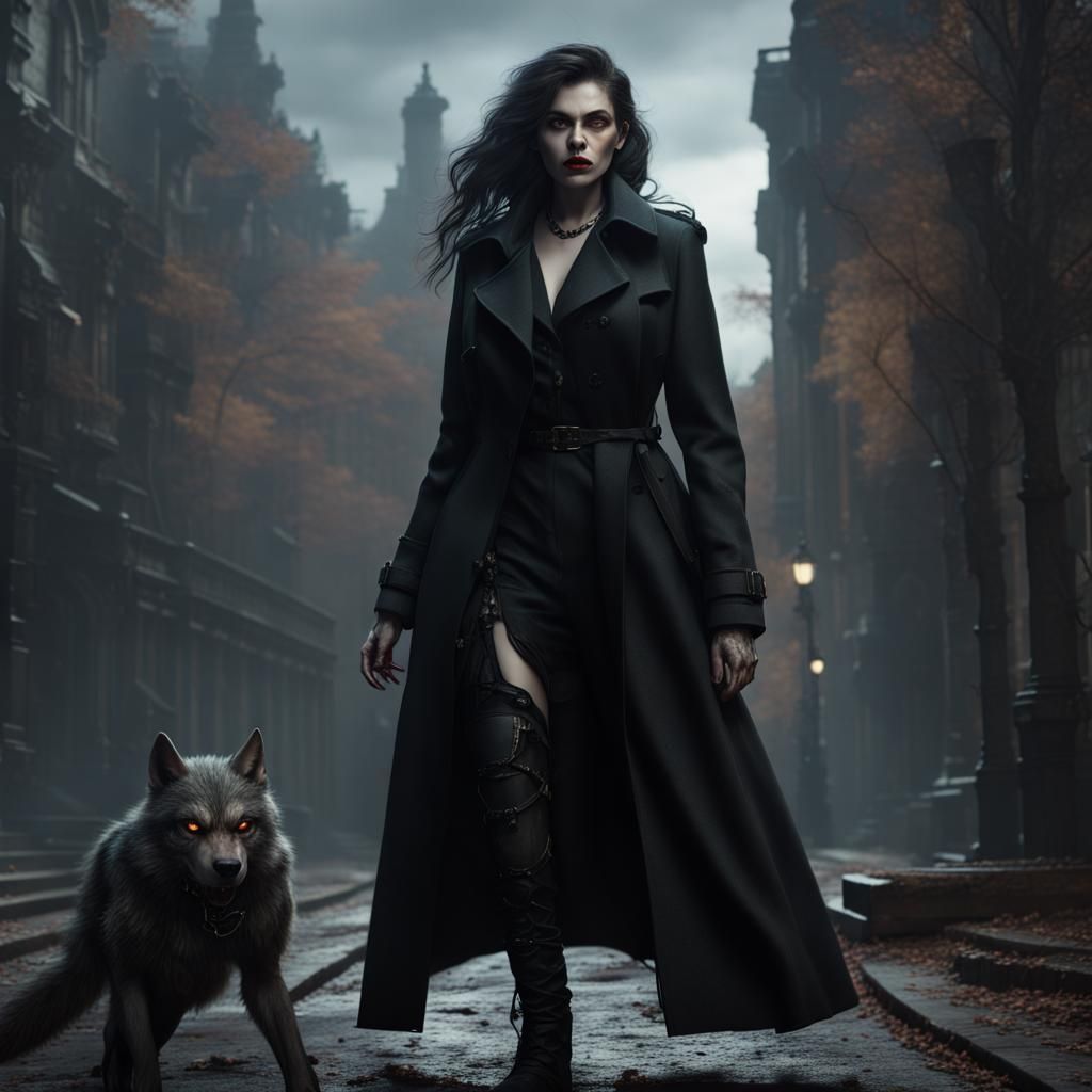 Gothic Werewolf Woman in Detailed Digital Painting