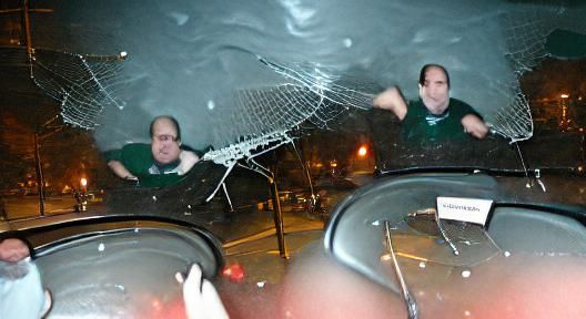 Greg Hilariously Stuck in a Windshield