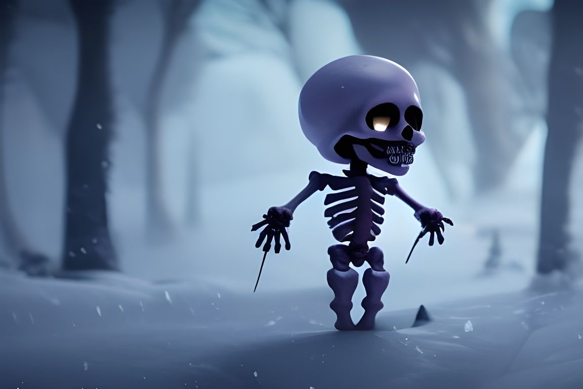 Skeleton Being in Snowglass: Steampunk Concept Art