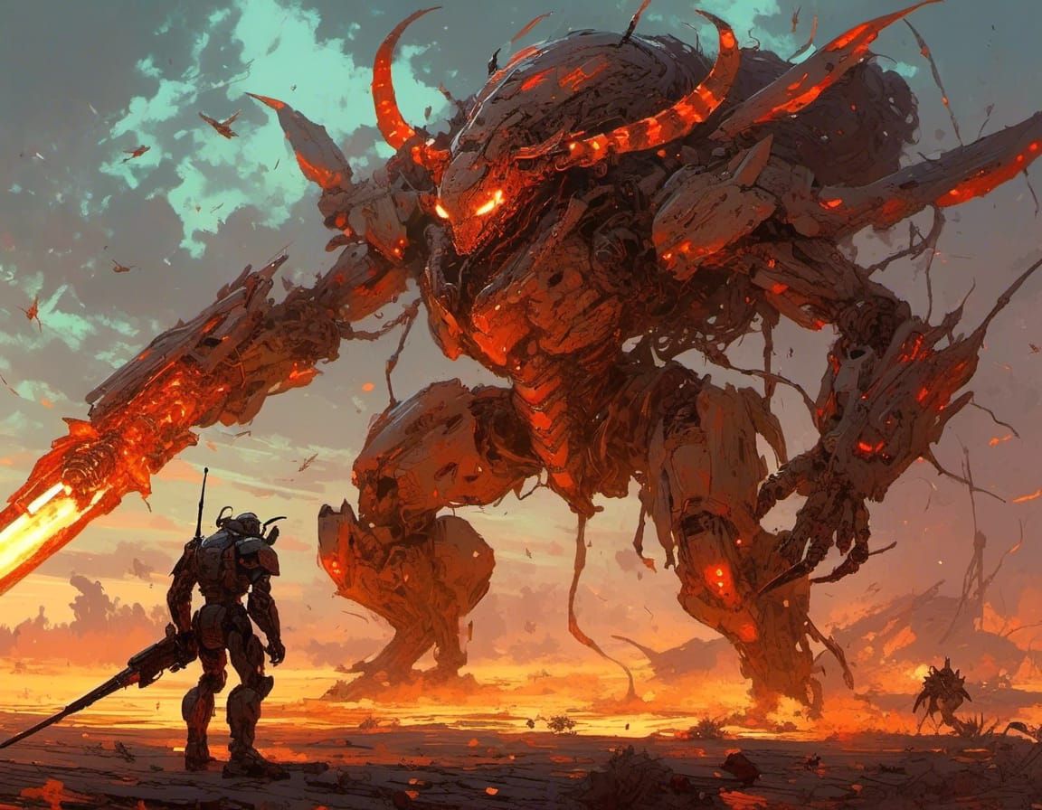 Chitinous Beetle Knight Wields Scorpion Glaive