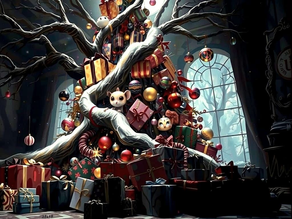 A Mouse in a Red Cap Prepares for a Joyful Christmas