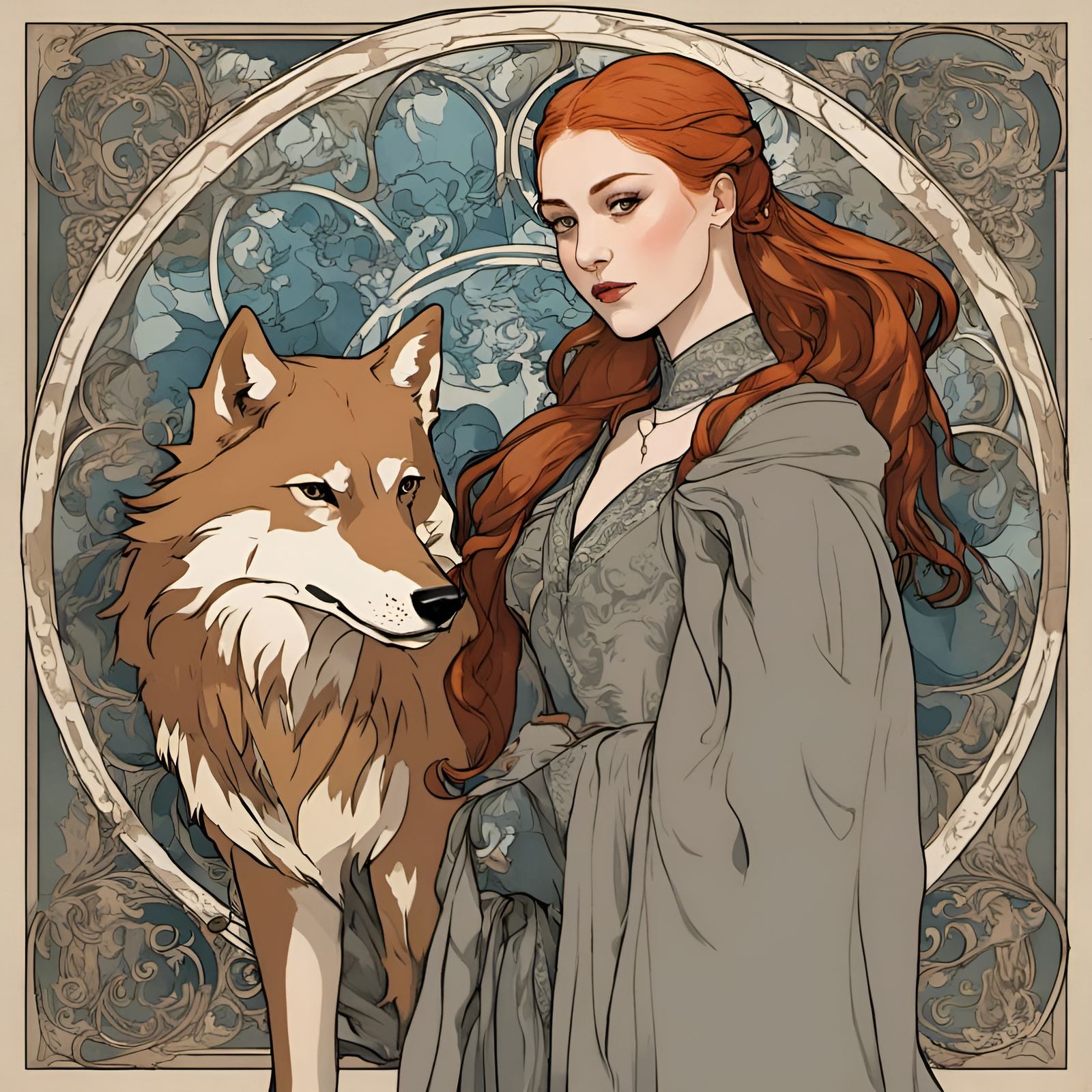 Sansa Stark Portrait in Art Nouveau Style