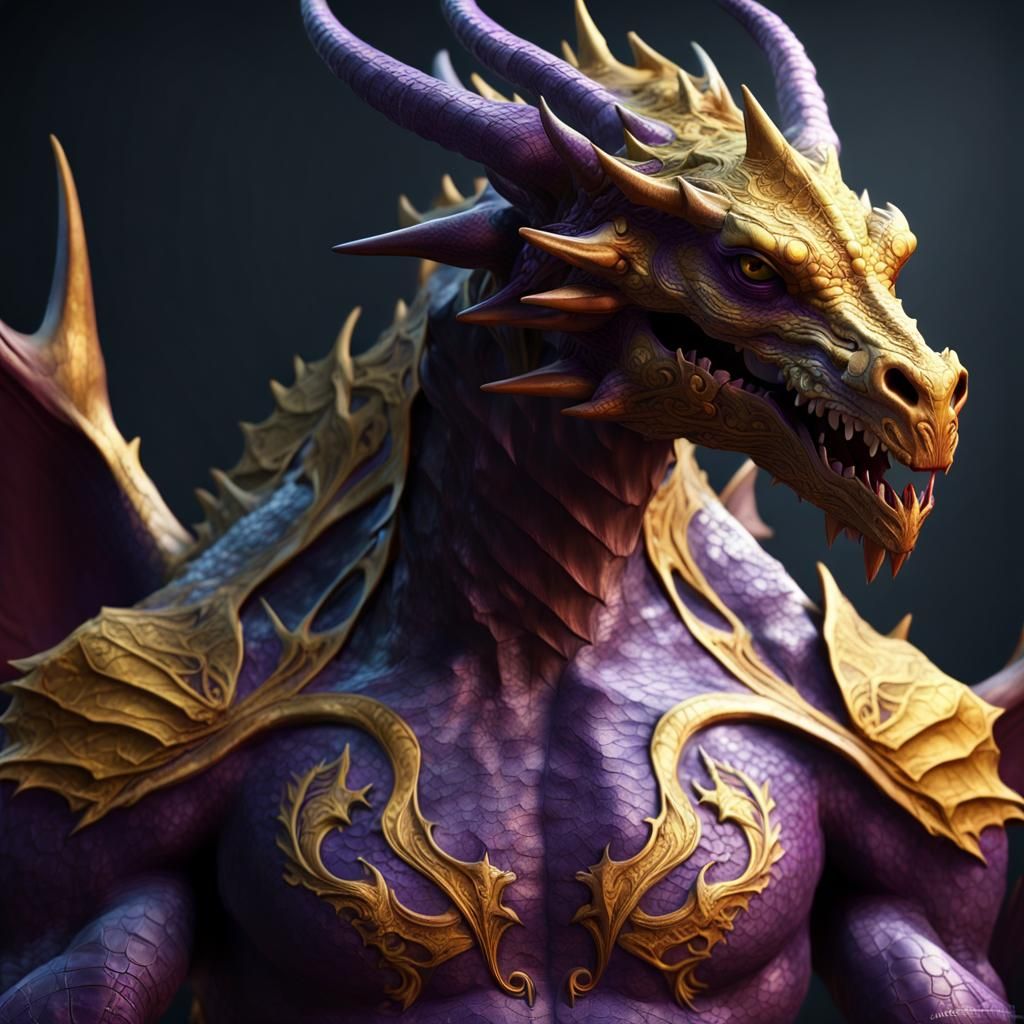 Dragon-Human Hybrid in Dark Fantasy Style