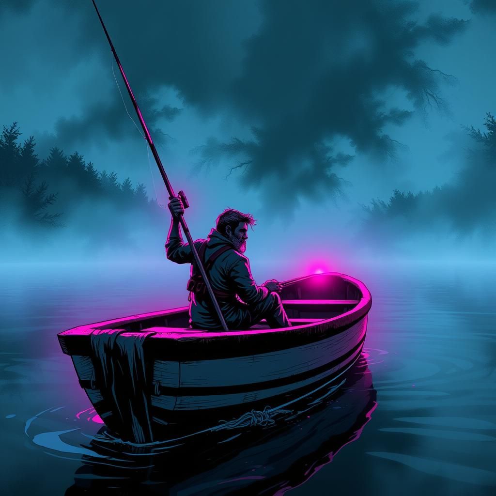 Fisherman in Pop Art Comic Book Style