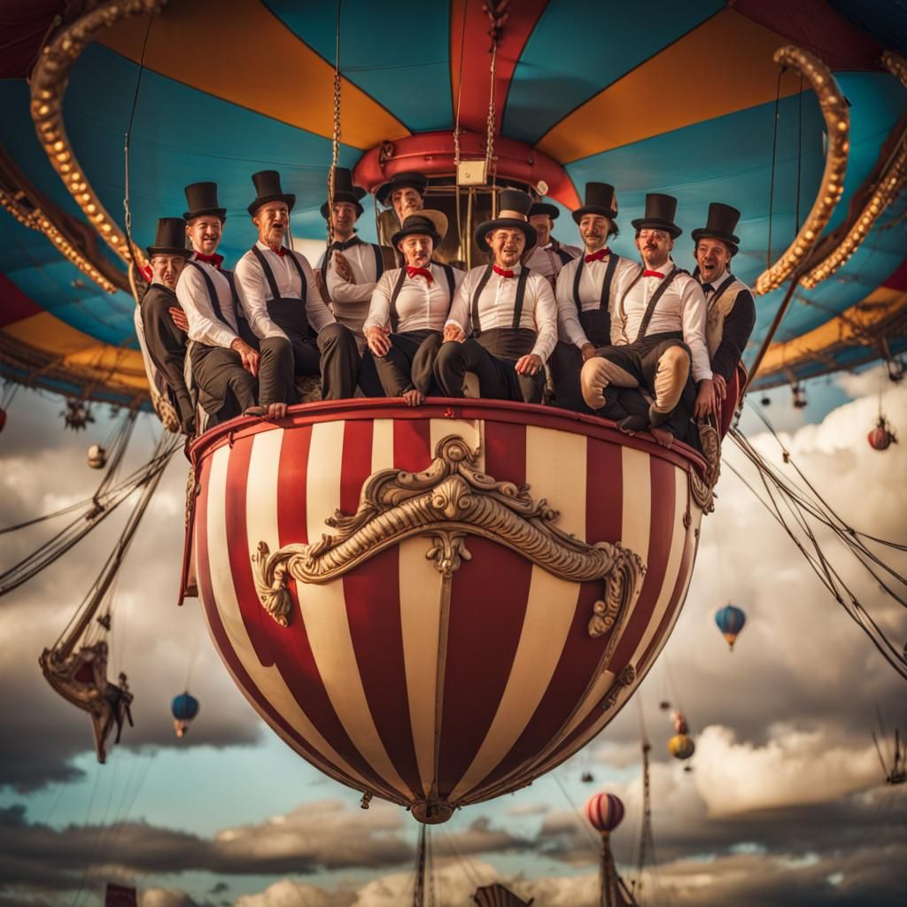 Whimsical Upside-Down Circus Carnival in Steampunk Style