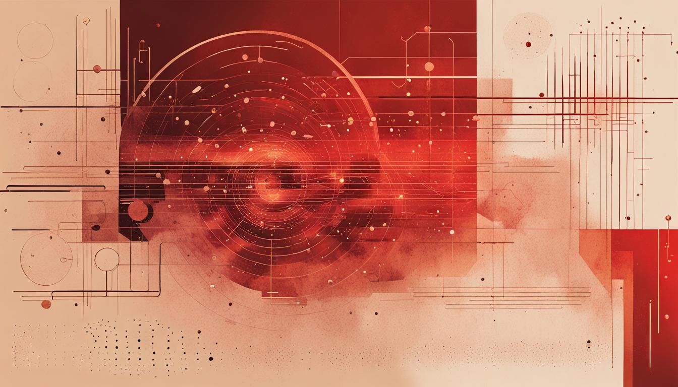 Abstract Geometric Art with Warming Trend Schematic