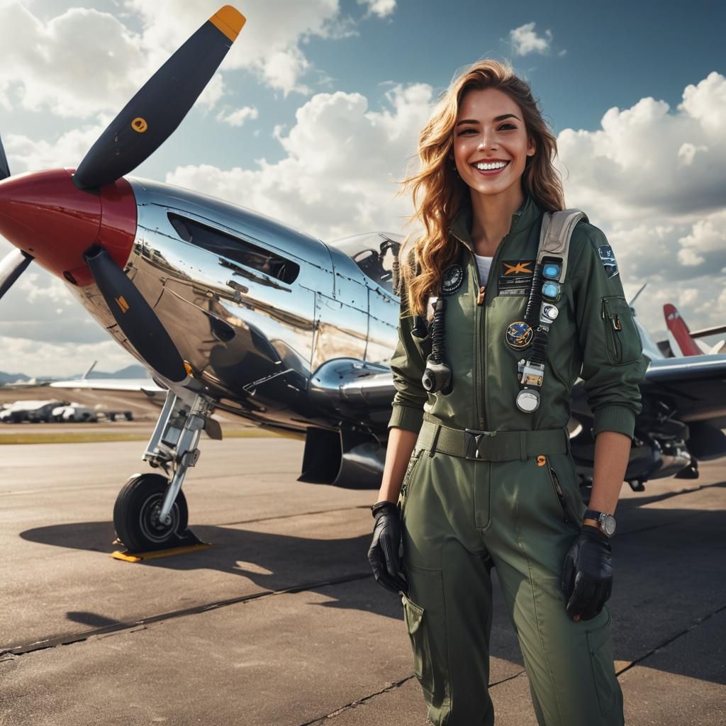 Confident Pilot in Cockpit, Digital Art Portrait