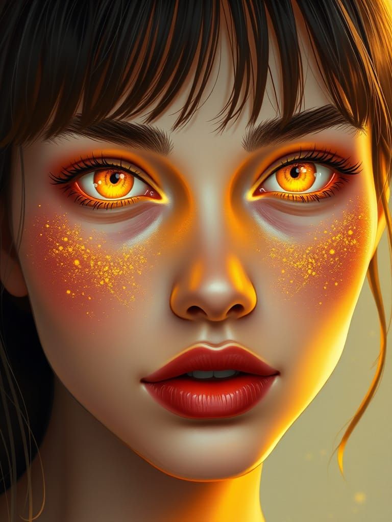 Ethereal Goddess Radiates Golden Light