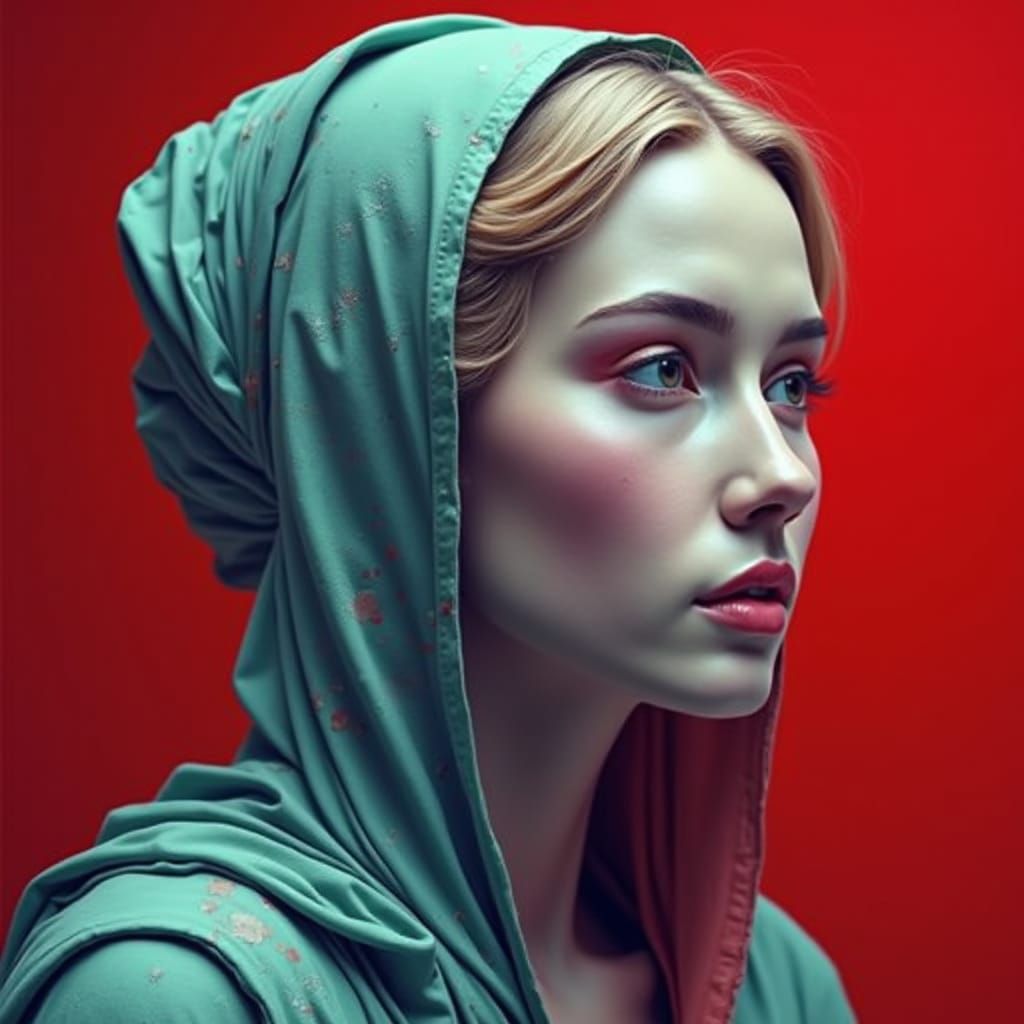 Hyperrealistic Sculpture of Reflected Glory in Vibrant Color...