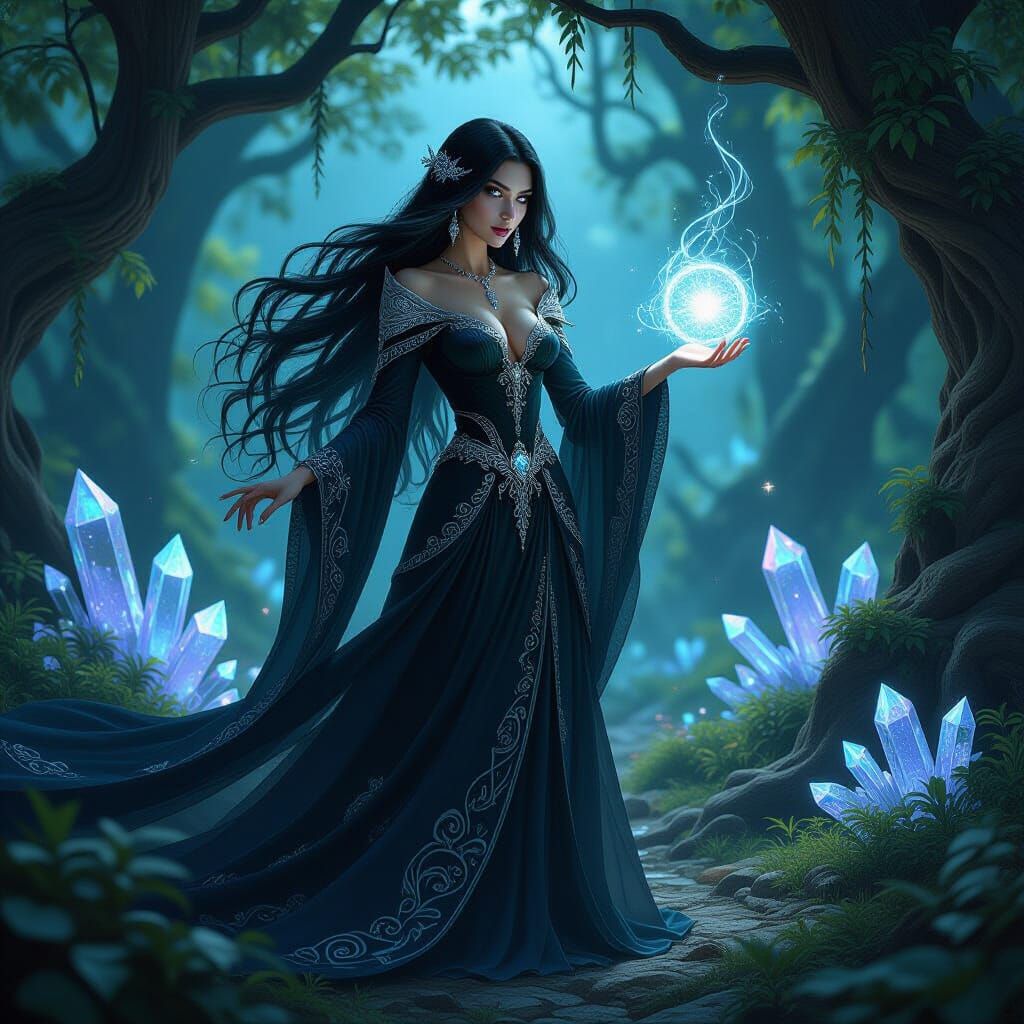 Enchantress Casting Magic in Crystal Grove