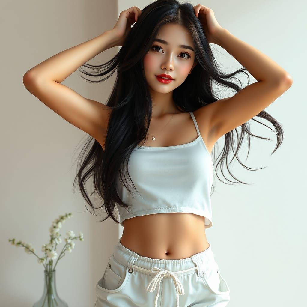 Elegant Taiwanese Woman in Cozy Attire