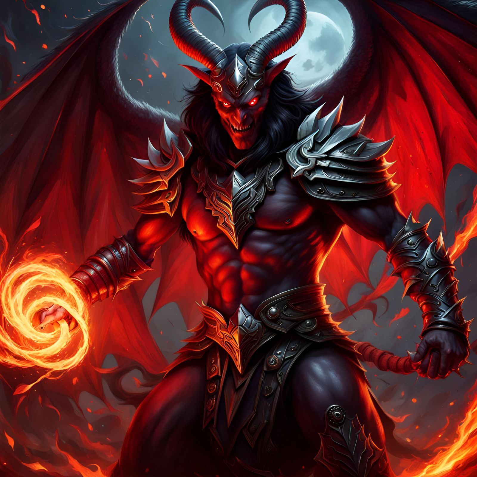 Balor Demon with Fire Whip in Epic Fantasy Art