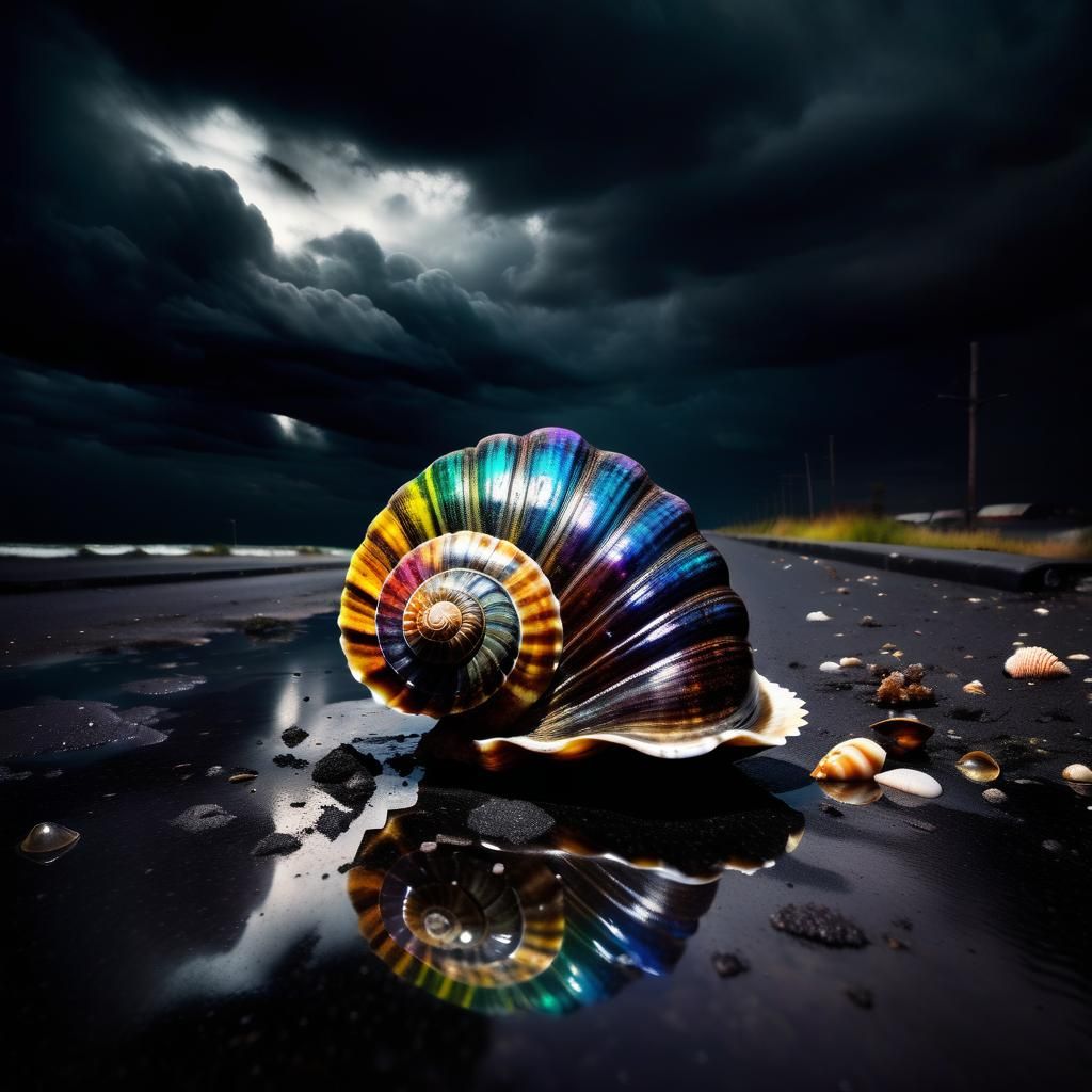 Rainbow Seashell Finds Home on Abandoned Street
