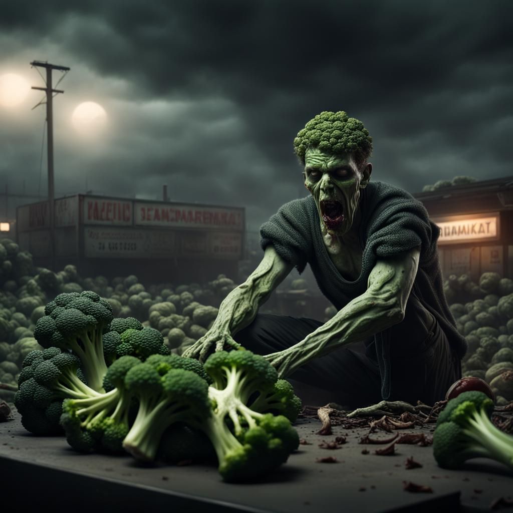 Zombie Broccoli Horror in Apocalyptic Supermarket