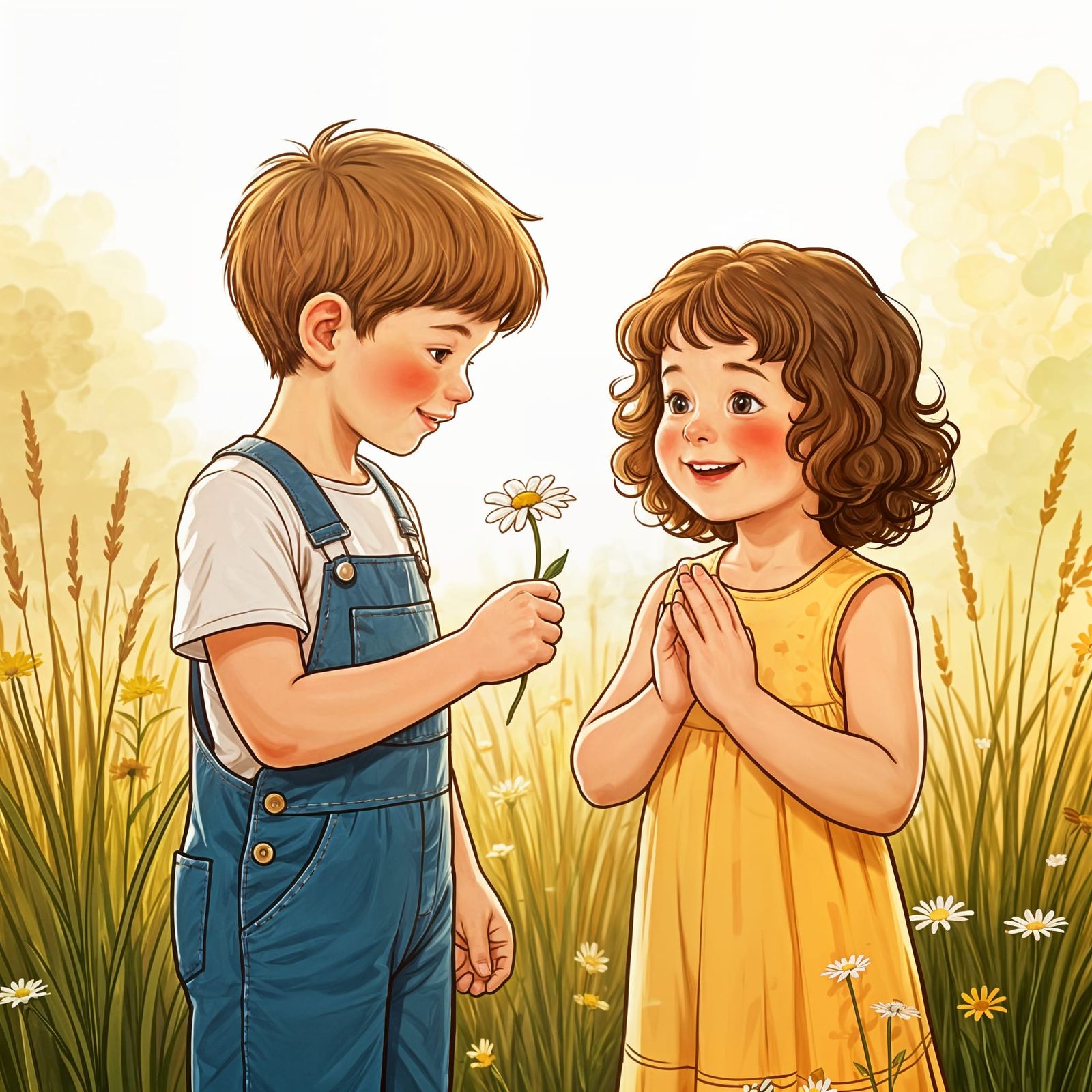 Whimsical Childhood Romance in a Gentle Moment