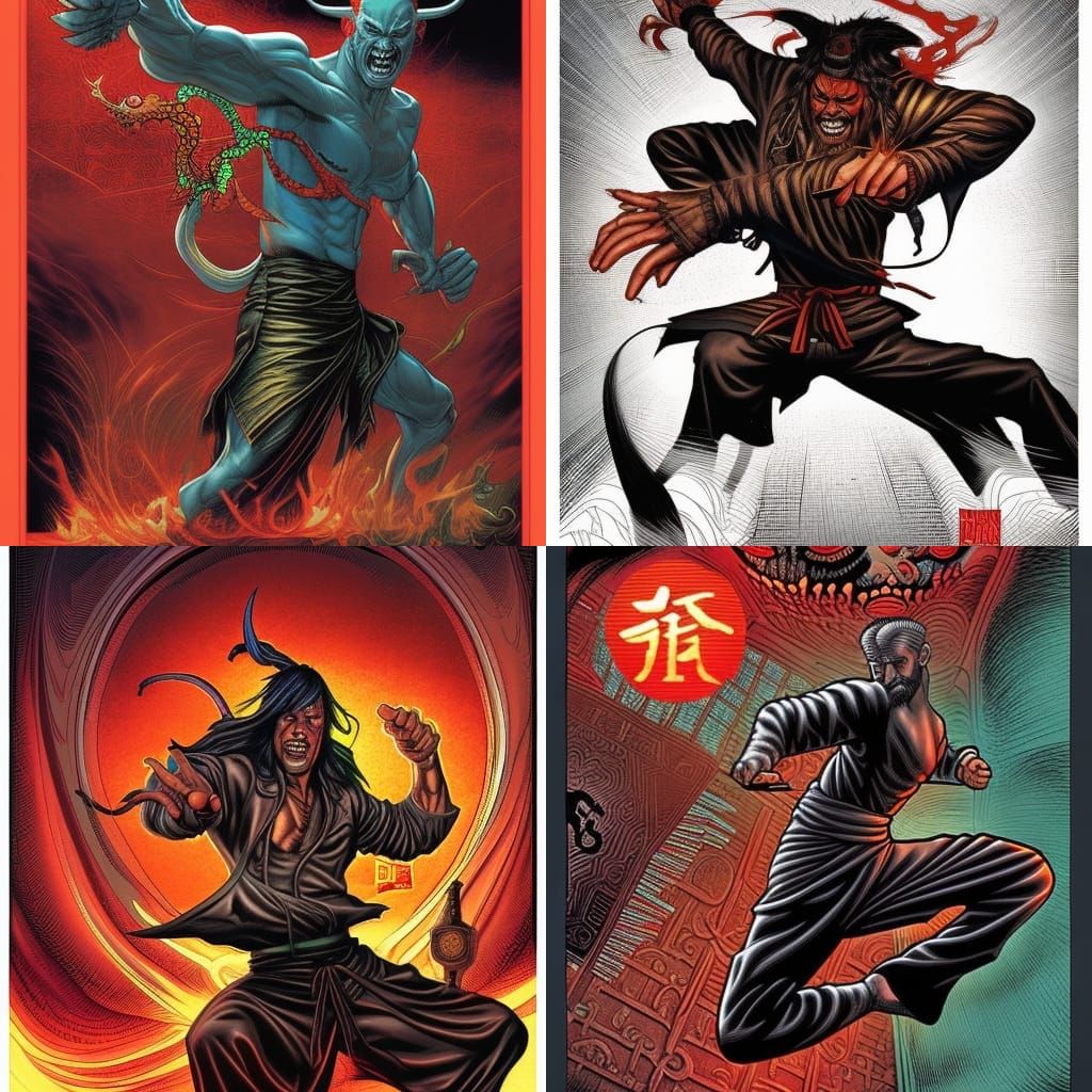 Kung Fu Demon in Comic Book Style