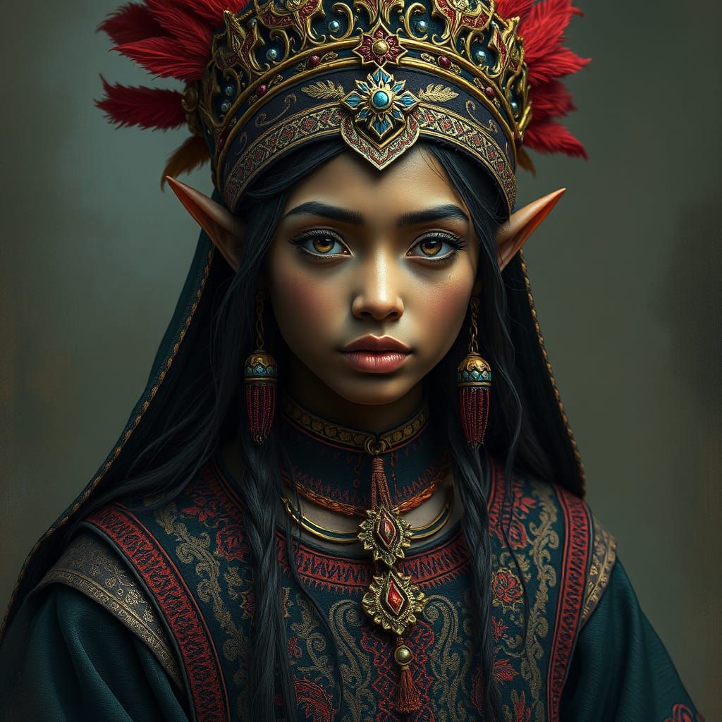 Rihanna as Regal Half-Elf in Medieval Style