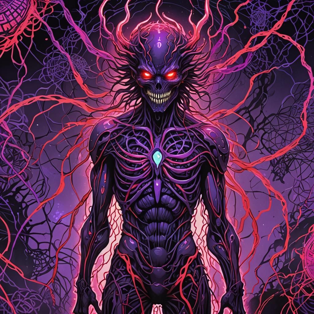 Eldritch Monster in 80s Anime Neon Style