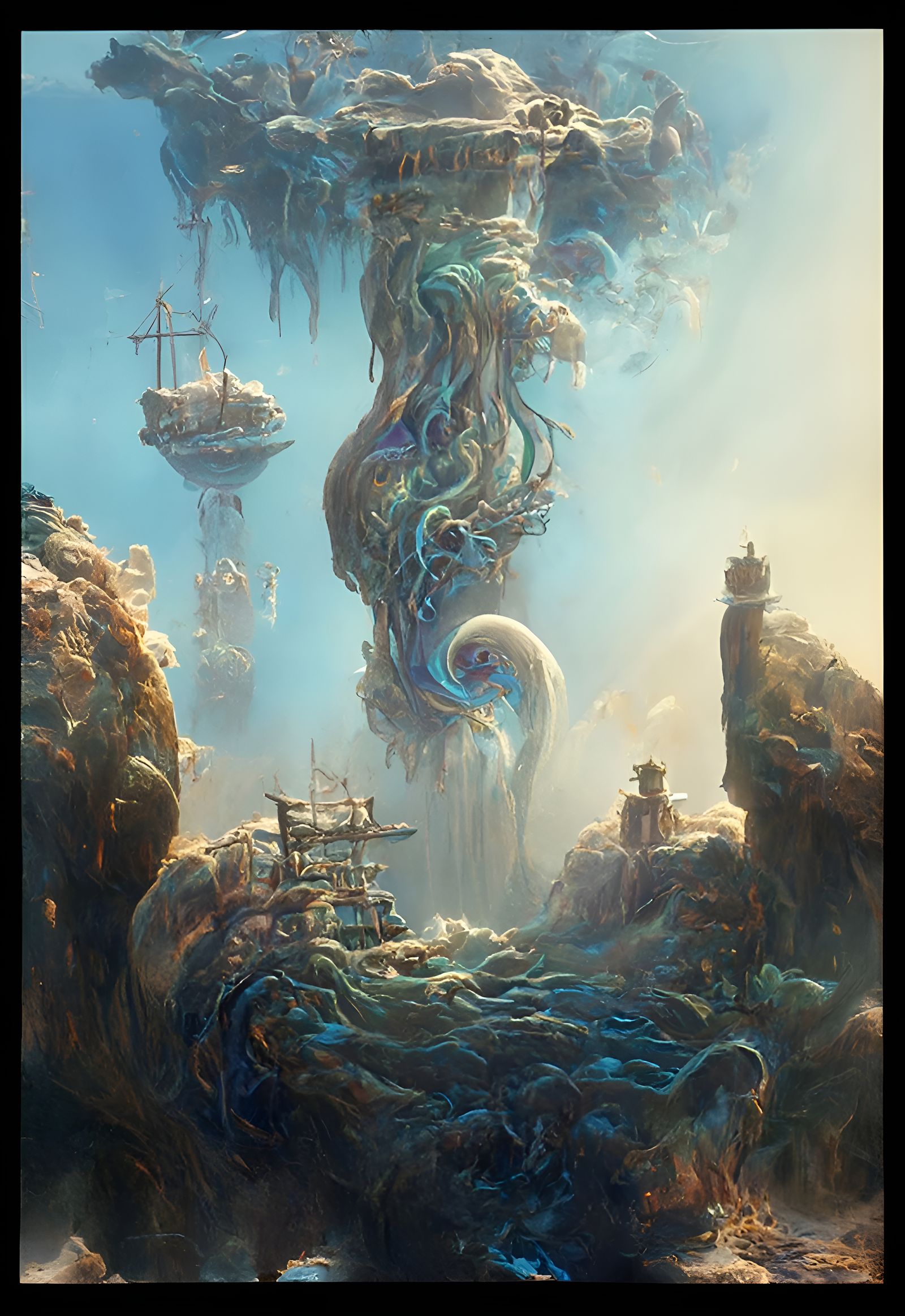 Neon Octopus Tavern: Bioluminescent Fantasy Art