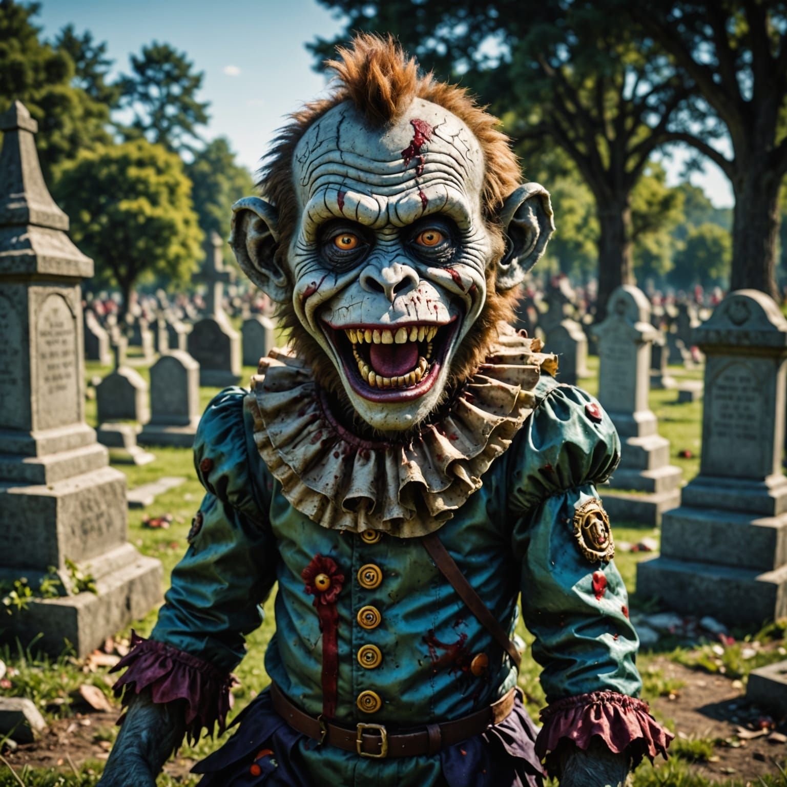 Surreal Cemetery Scene in Hyperrealistic Style