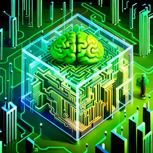 Surreal Cybernetic Brain Maze in Matrix Style