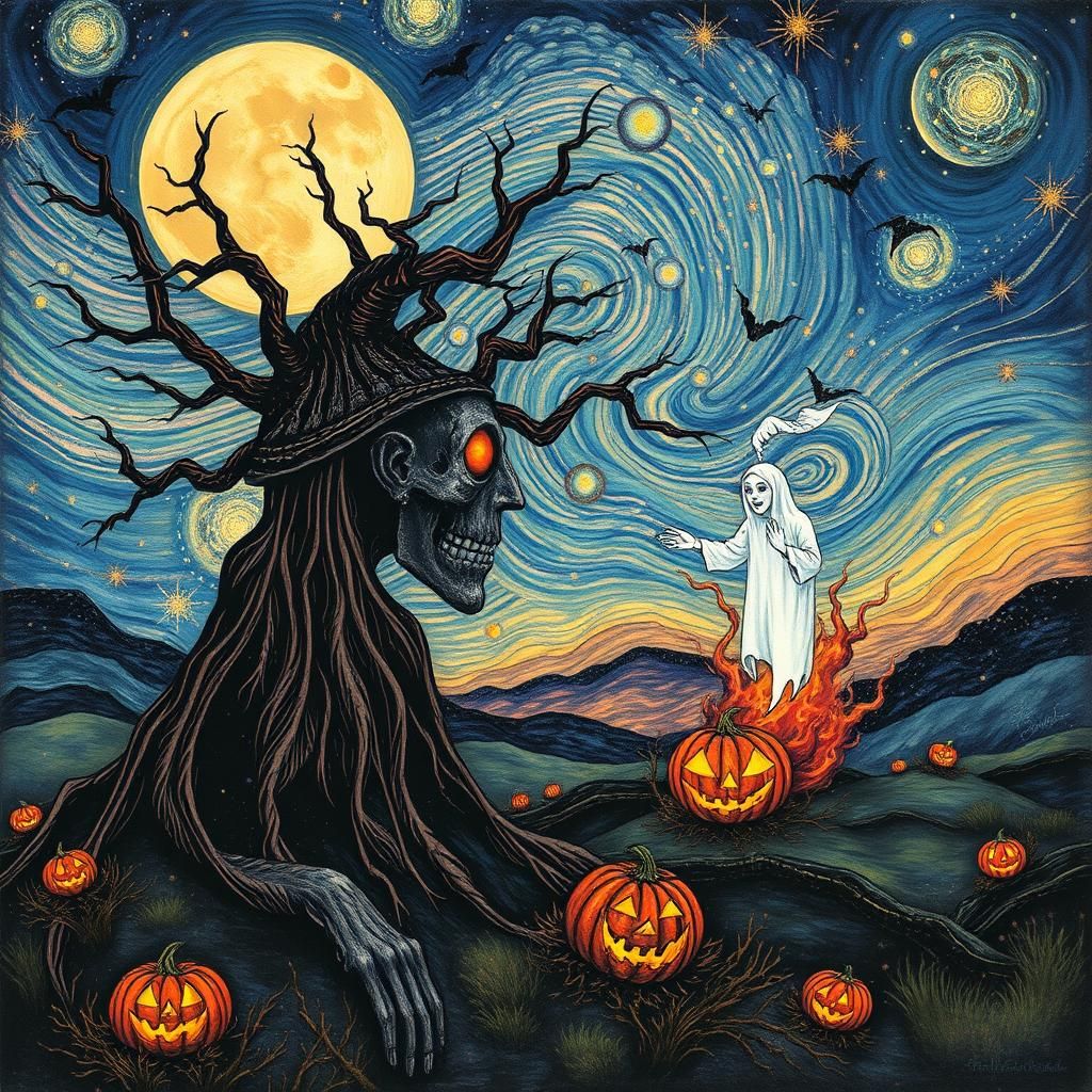 Surreal Halloween Portrait in a Futuristic Style