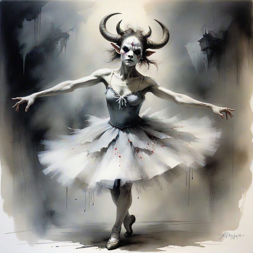 Minotaur Ballerina in the Style of Stephen Gammell