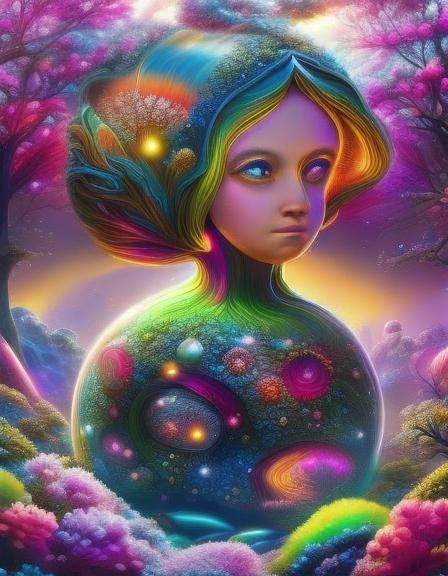 Fantastical Alien Fairy in Cosmic Landscape