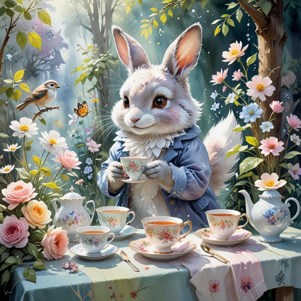 Whimsical Animal Tea Party in Crystal Garden