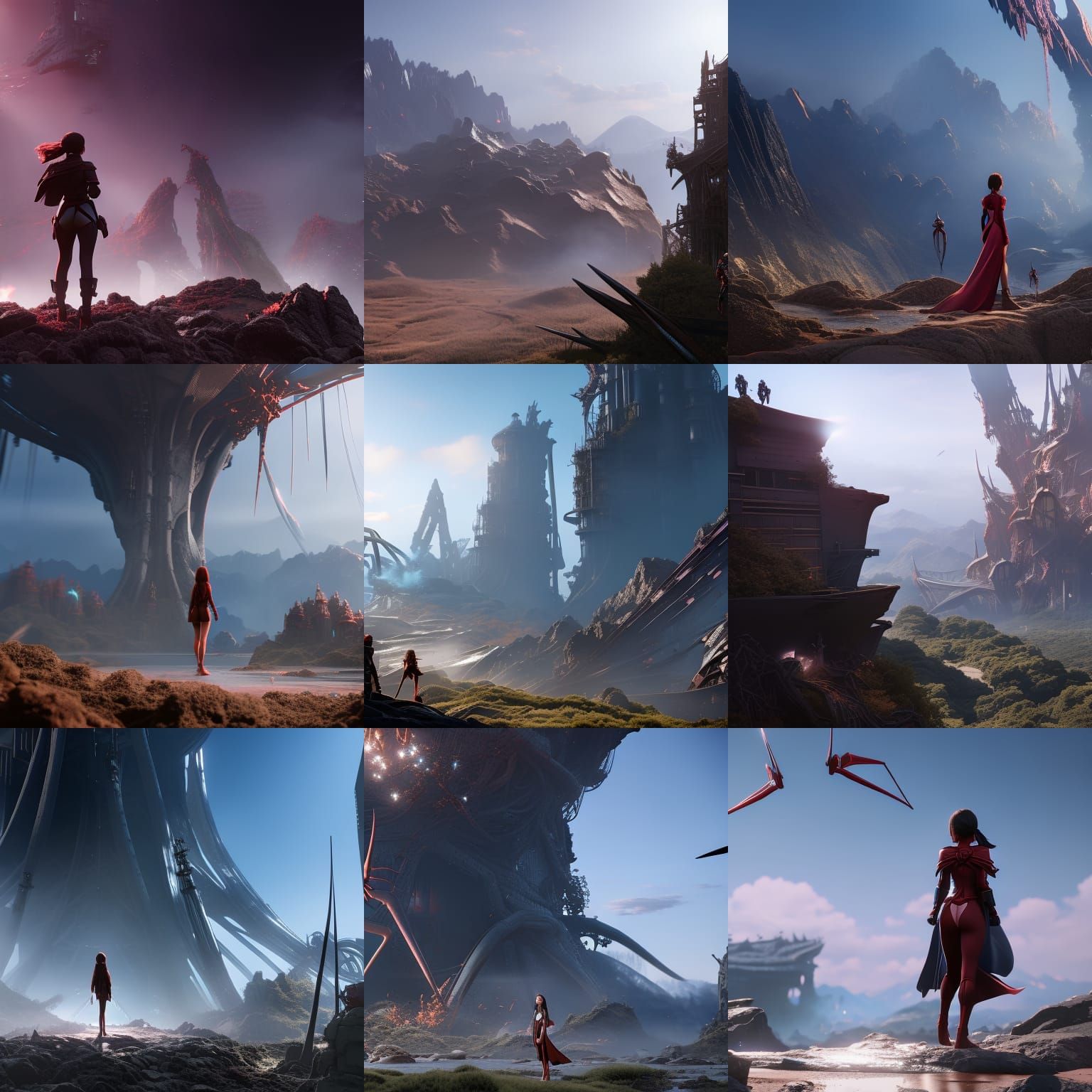 Anime Spider Girl in Apocalyptic Sakura Dreamscape