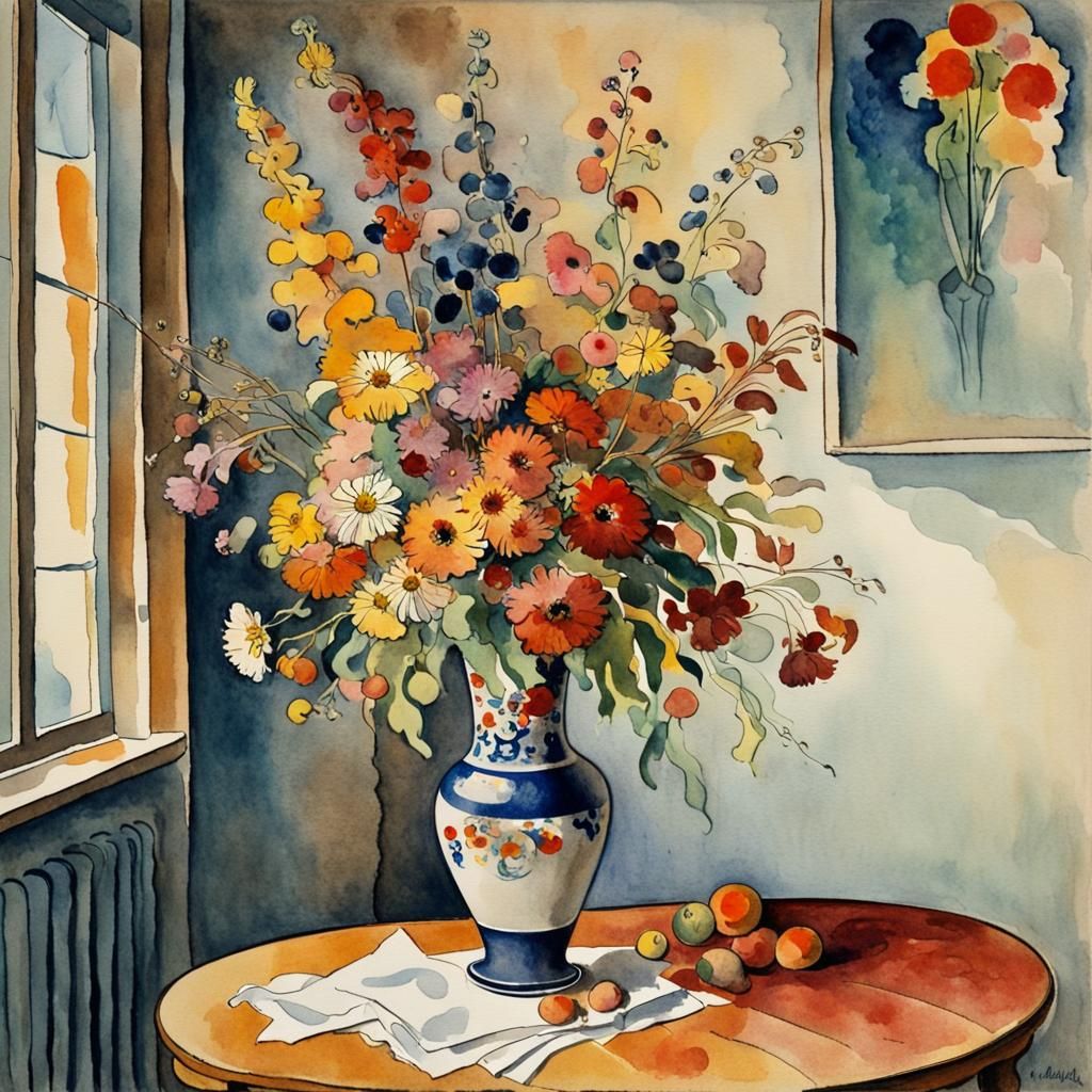 Autumn Flowers in Art Nouveau Style