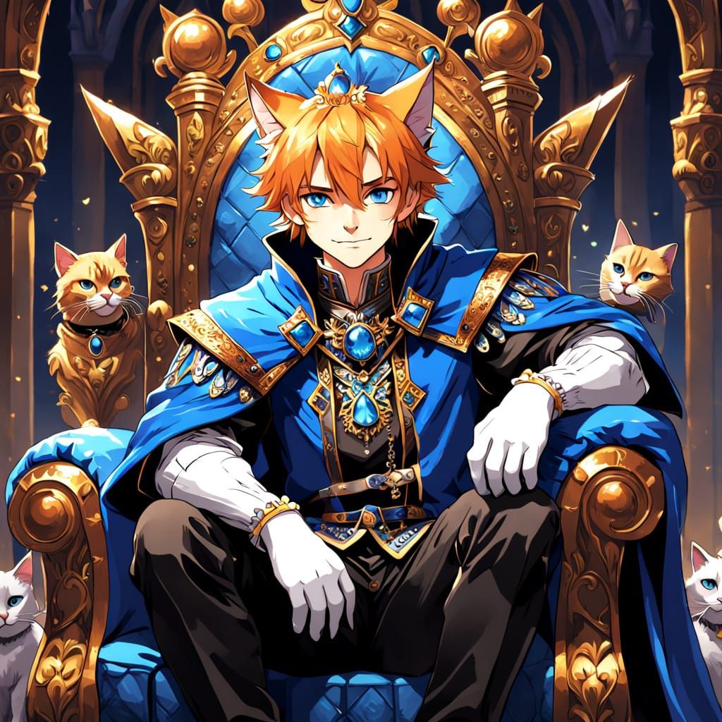 Cat King on Ornate Throne