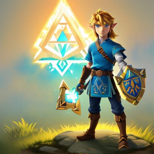 Chibi Link with Master Sword and Hylian Shield