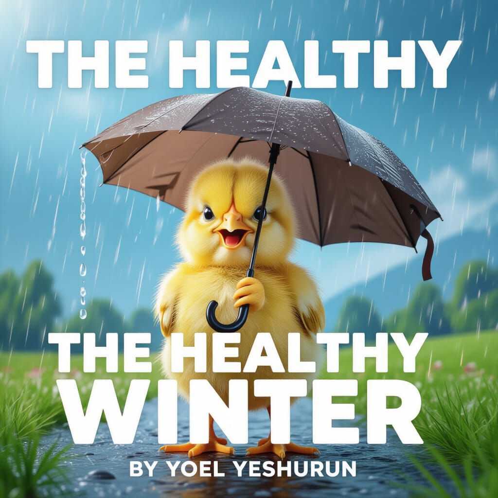 Joyful Chick with Umbrella in Heavy Rain