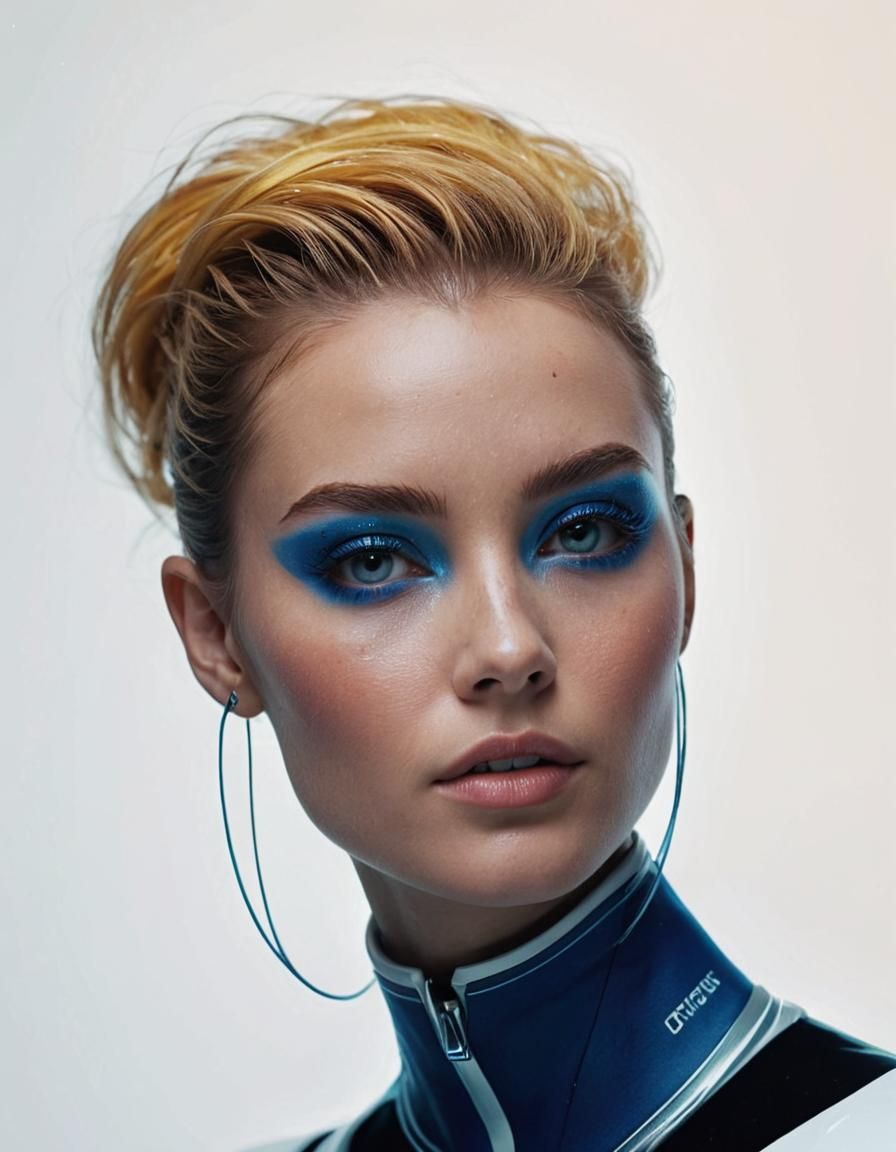 Futuristic Woman in Abstract Setting: Hyperrealistic Film St...