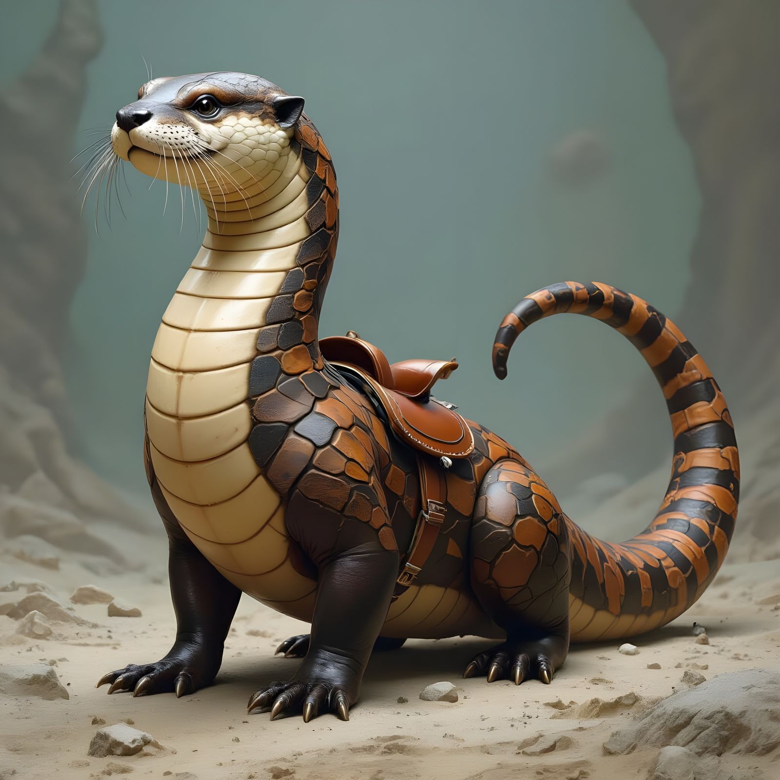 Hybrid Fantasy Creature with Otter Head and Shark Fin Tail