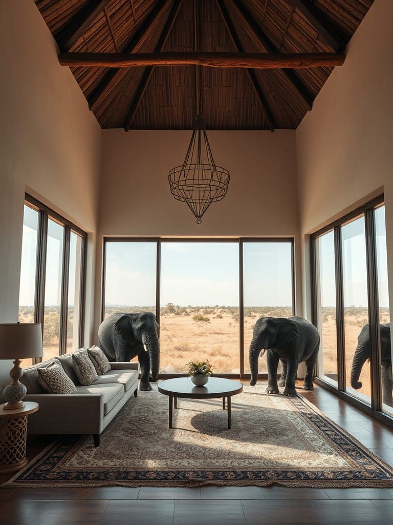 A Room Without Elephants in Minimalist Style