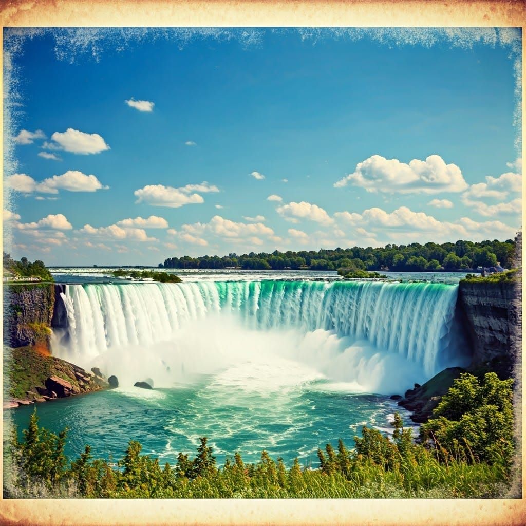 Vintage Niagara Falls Landscape Photography with Distressed ...